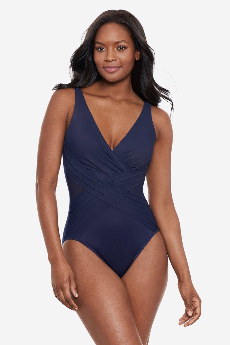 Women\'s Dark Purple Crossover With Mesh One Piece - Miraclesuit USA | YS563966C5