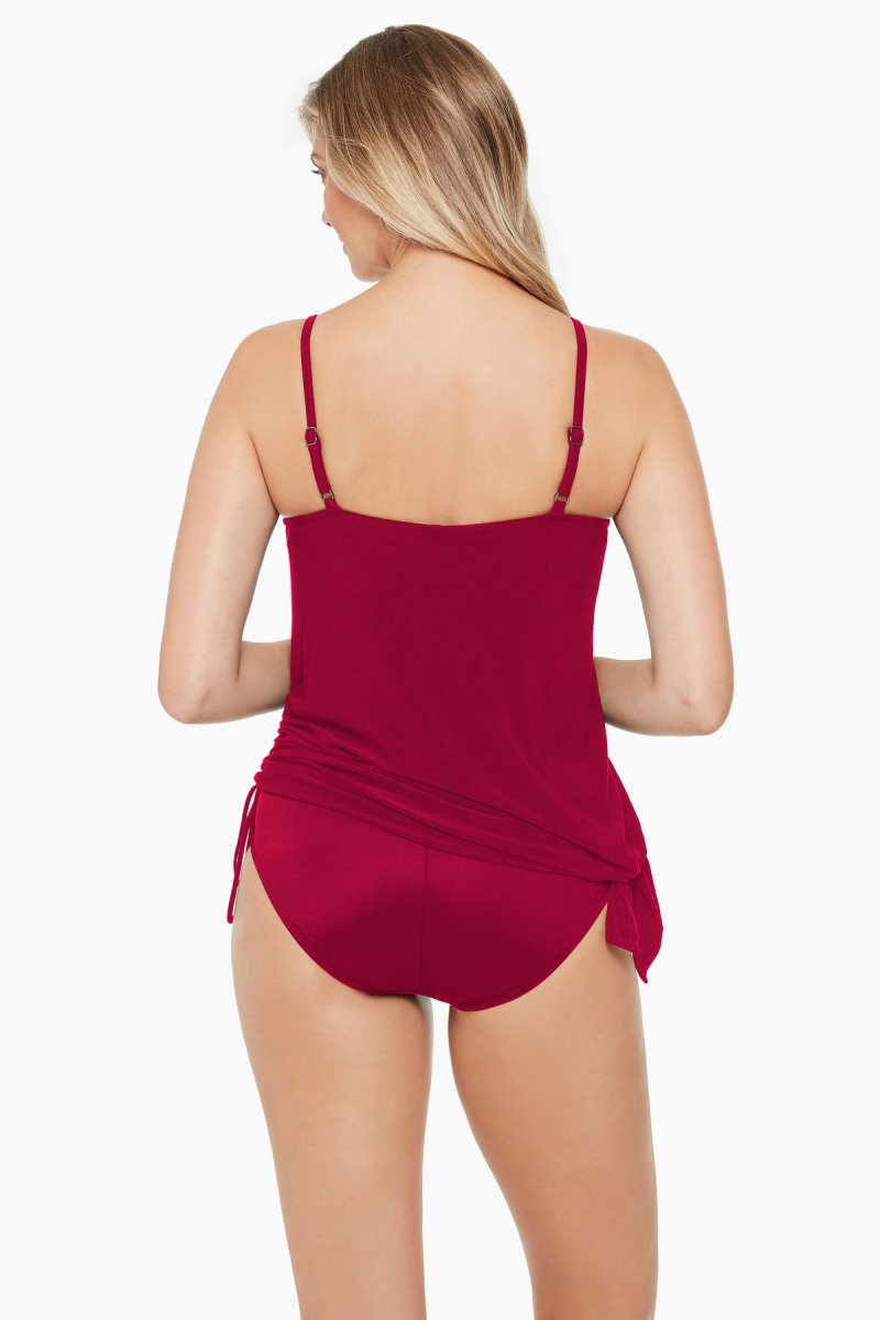 Women's Dark Red Brynn DD Cups Swim Dress - Miraclesuit USA | IX424332P7