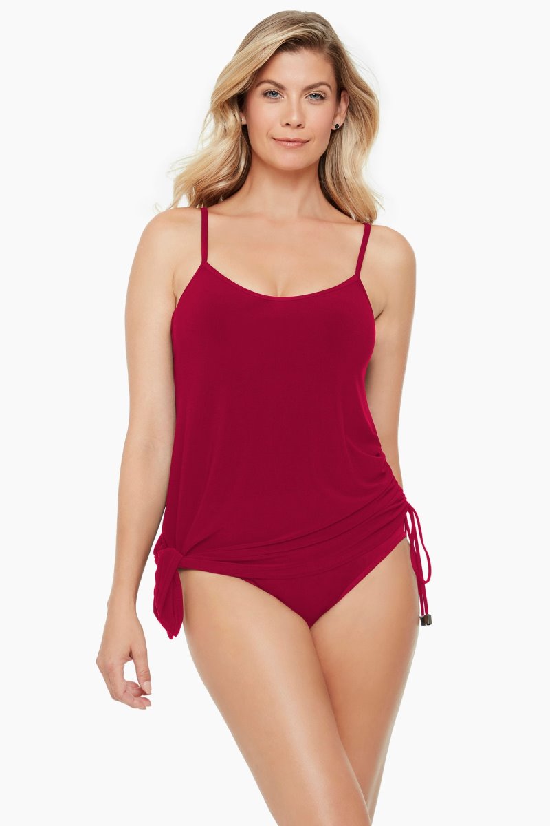 Women\'s Dark Red Brynn DD Cups Swim Dress - Miraclesuit USA | IX424332P7