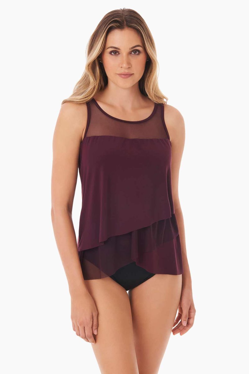 Women\'s Dark Red Illusionists Mirage Tankini Tops - Miraclesuit USA | EL990709U1