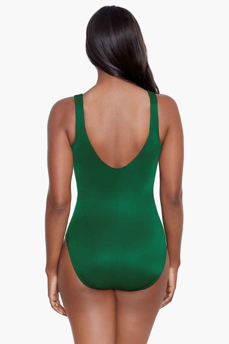 Women's Green Rock Solid Avra One Piece - Miraclesuit USA | ES243774X9