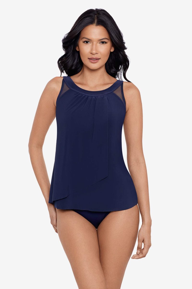 Women's Navy Illusionists Ursula DD Cups Tankini Tops - Miraclesuit USA | IB327712Y6
