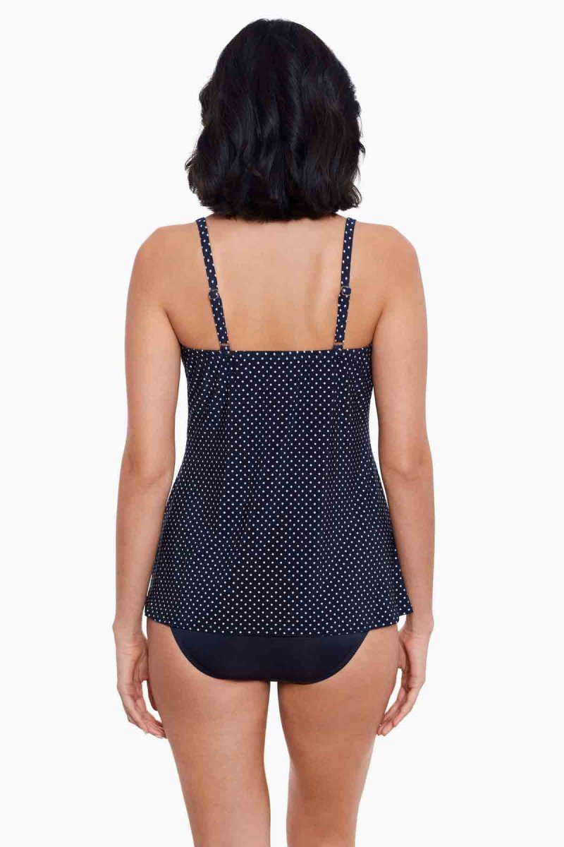 Women's Navy Pin Point Love Knot Tankini Tops - Miraclesuit USA | DN595819L3
