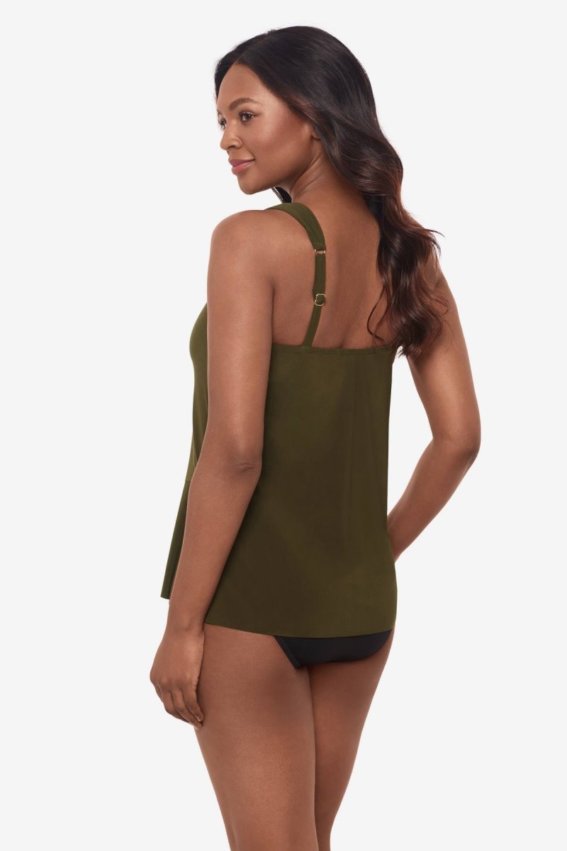 Women\'s Olive Razzle Dazzle Underwire DD Cups Tankini Tops - Miraclesuit USA | RT086848O7