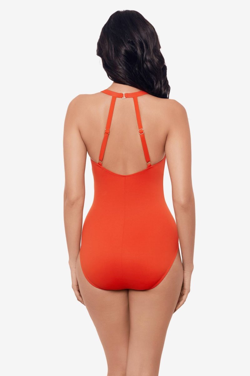 Women's Orange Rock Solid Wrapsody One Piece - Miraclesuit USA | VX399839W8