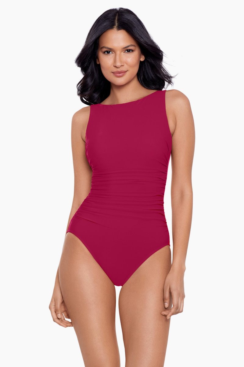 Women's Rose Rock Solid Regatta High Neck One Piece - Miraclesuit USA | ZT114221N6