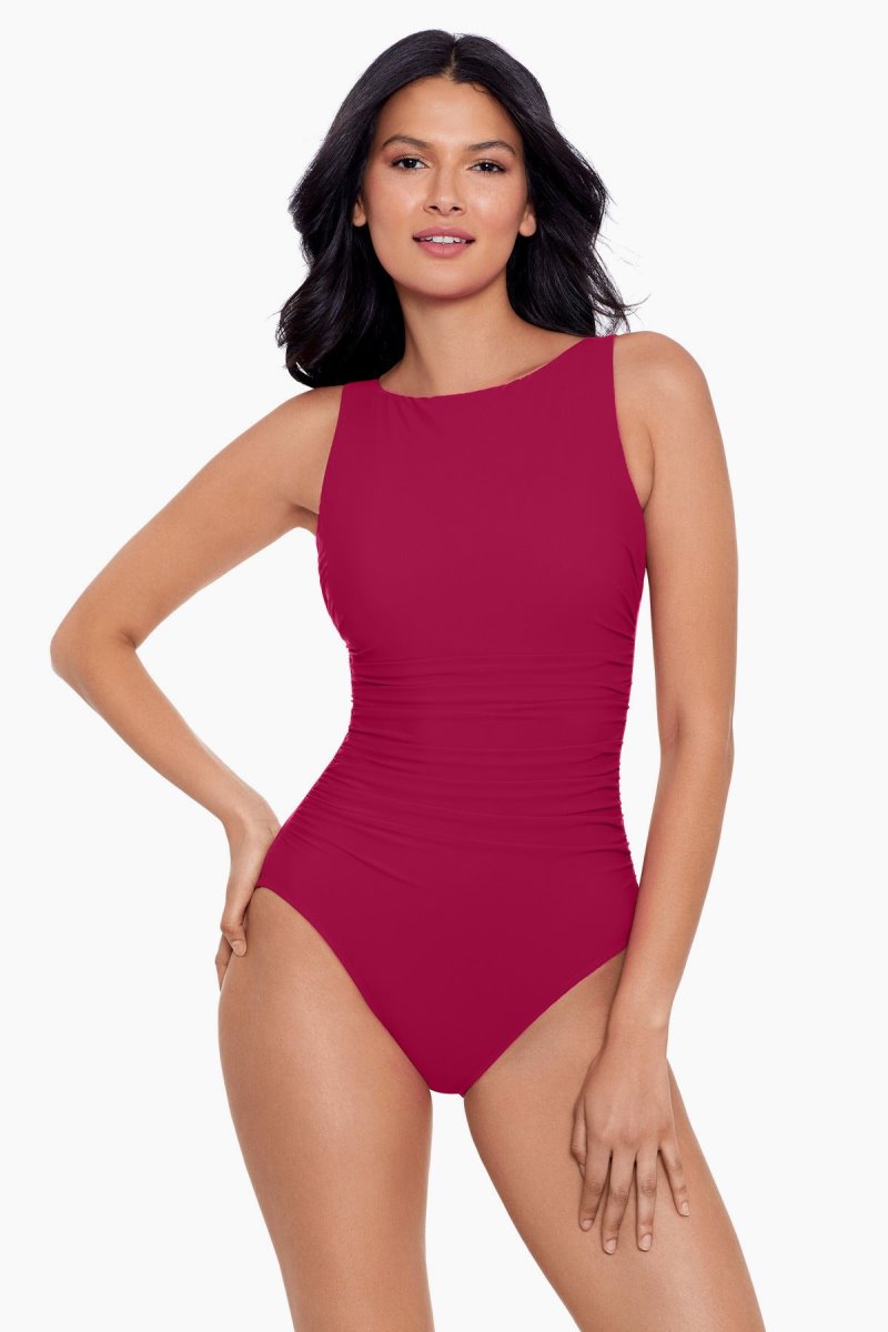 Women's Rose Rock Solid Regatta High Neck One Piece - Miraclesuit USA | ZT114221N6