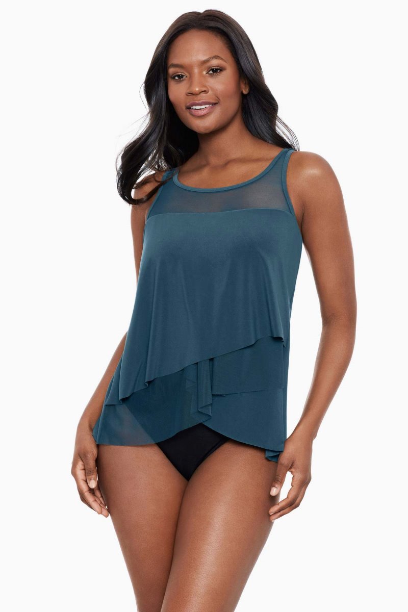 Women's Turquoise Illusionists Mirage Tankini Tops - Miraclesuit USA | OS168436J5