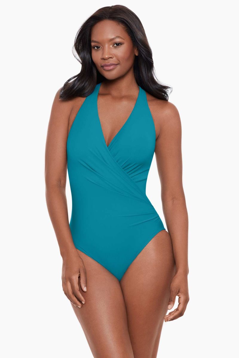 Women's Turquoise Rock Solid Wrapsody One Piece - Miraclesuit USA | SY007130H6